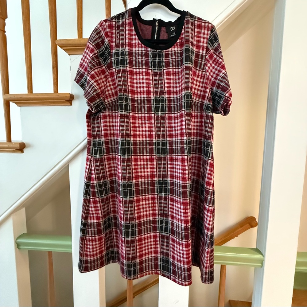 CCX Red and Black Plaid Top with Zipper